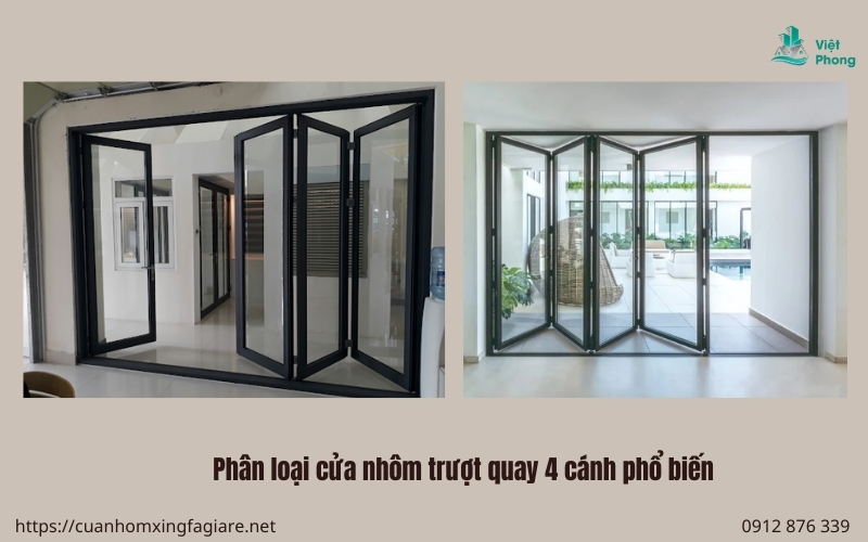 Phân loại cửa nhôm trượt quay 4 cánh phổ biến Phân loại cửa nhôm trượt quay 4 cánh phổ biến