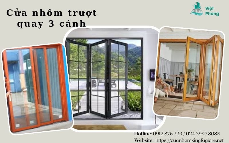 cửa nhôm trượt quay 3 cánh