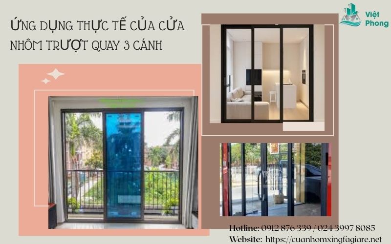 Ứng dụng cửa nhôm trượt quay 3 cánh tại Việt Phong Ứng dụng cửa nhôm trượt quay 3 cánh tại Việt Phong
